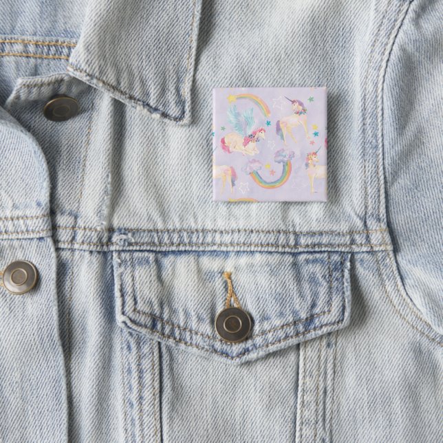Magical Unicorns Pattern 15 Cm Square Badge (In Situ)