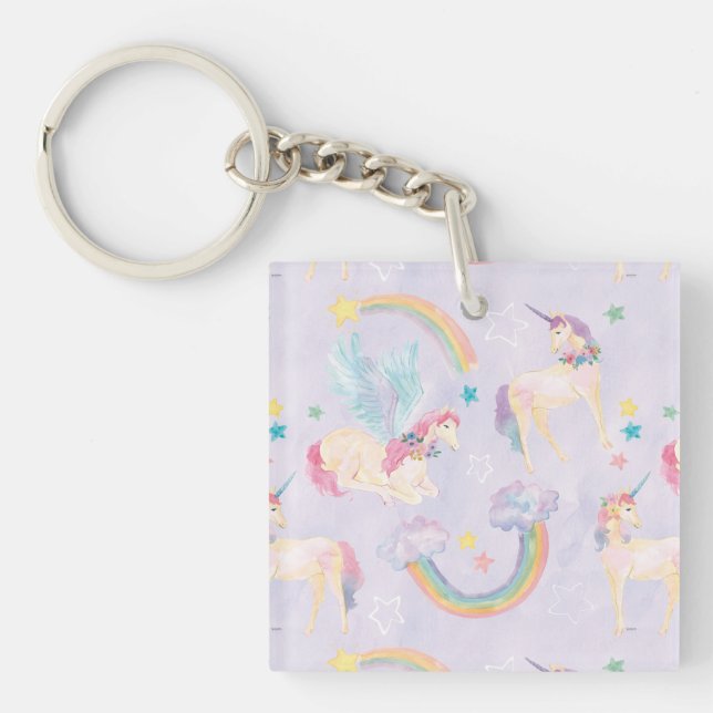 Magical Unicorns Pattern Key Ring (Front)