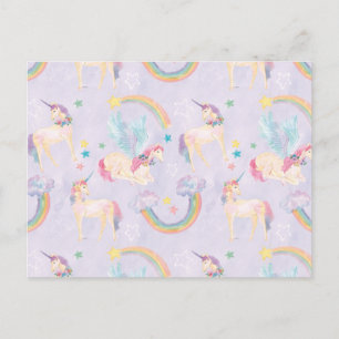 Magical Unicorns Pattern Postcard