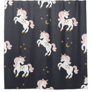 Magical Unicorns: Pink Mane Vintage. Shower Curtain