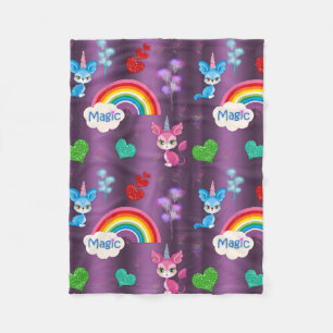 Magical Unicorns Purple Fleece Blanket