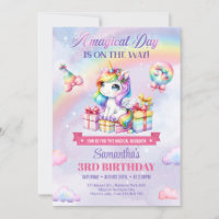 Magical Unicorns Purple Watercolor 3rd Birthday