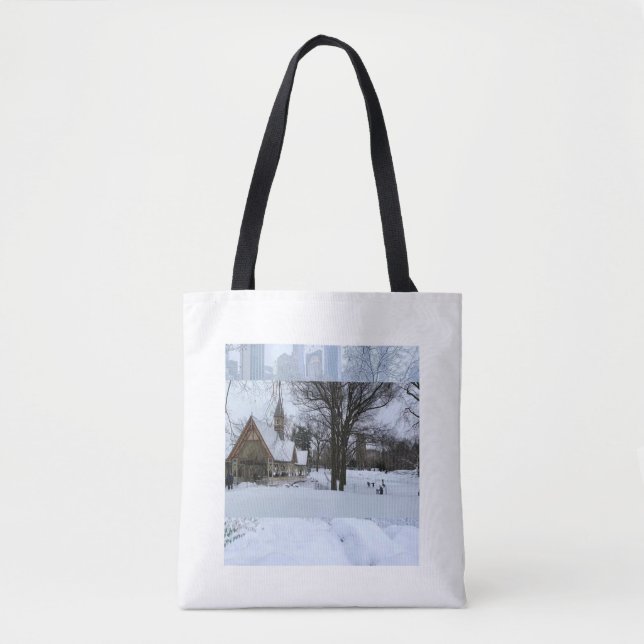 Magical Urban Snow Scene – Winter in the City Tote Bag (Front)