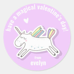 Magical Valentine's Day - Cute Kids Unicorn Classic Round Sticker
