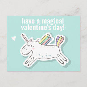 Magical Valentine's Day - Cute Kids Unicorn Postc Postcard