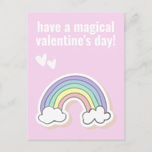 Magical Valentine's Day, Cute Kids Unicorn Rainbow Postcard