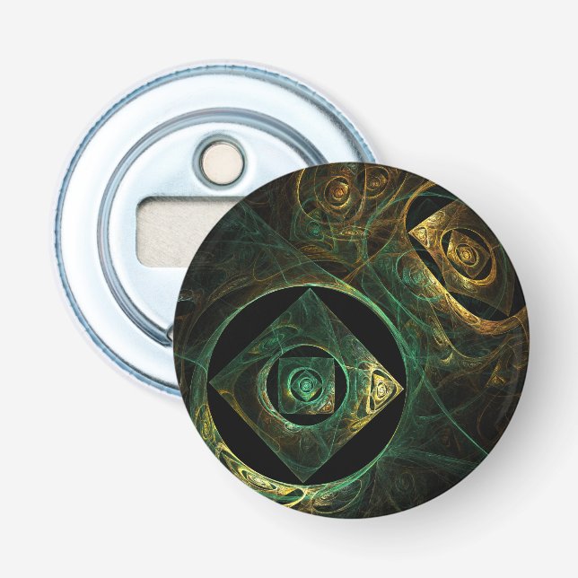 Magical Vibrations Abstract Art Button Bottle Opener (Front)