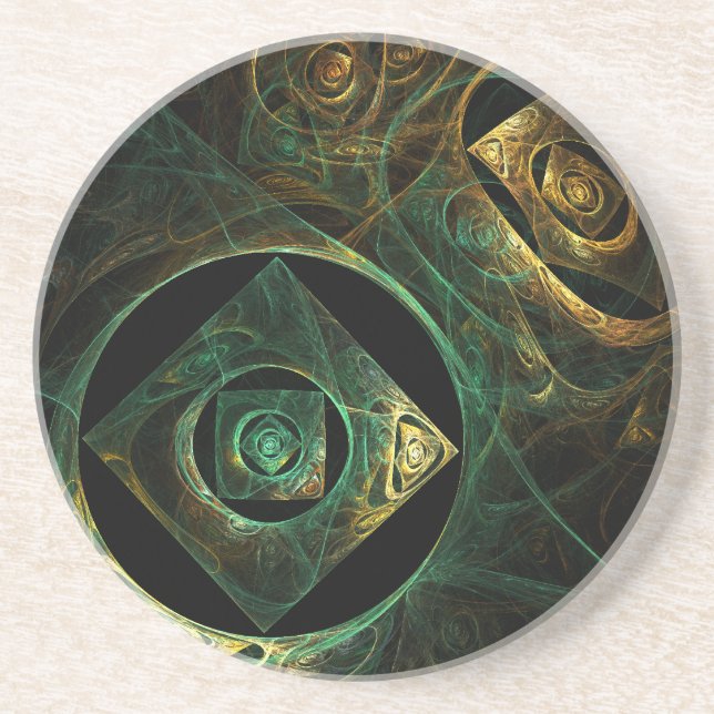 Magical Vibrations Abstract Fractal Art Design Coaster (Front)
