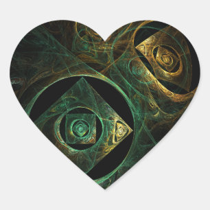 Magical Vibrations Abstract Fractal Art Design Heart Sticker