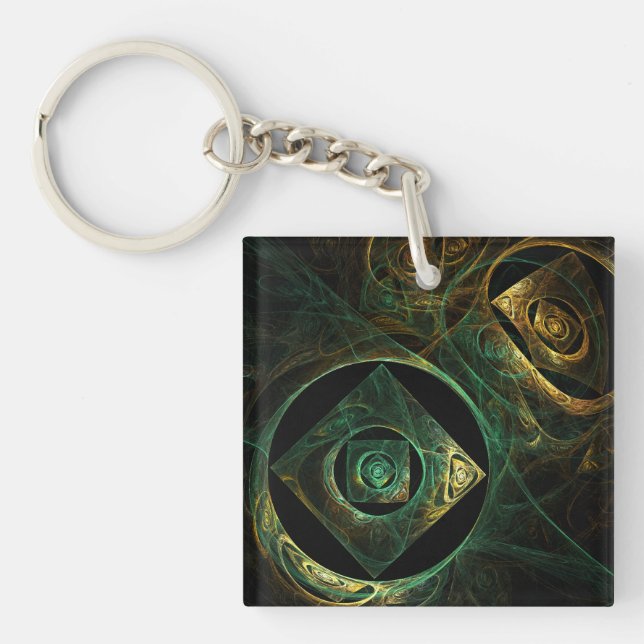 Magical Vibrations Abstract Fractal Art Design Key Ring (Front)