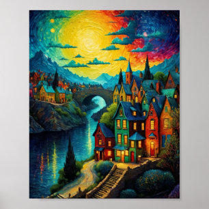 Magical Village Art Poster