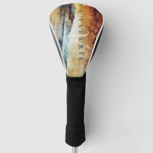 Magical Vintage Watercolor Mountains Painting Golf Head Cover