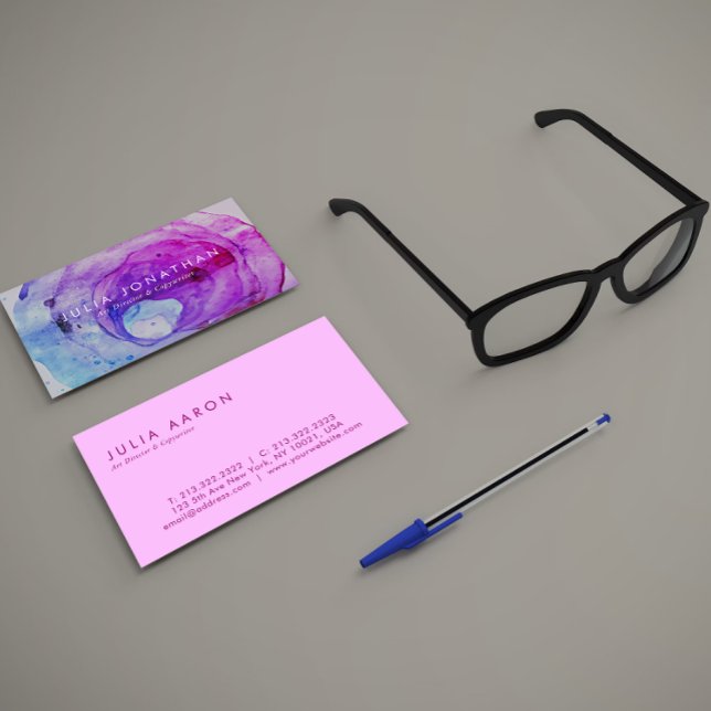 Magical Violet and Blue Watercolor Gemstone Business Card (Creator Uploaded)