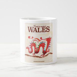 Magical Wales Dragon travel poster Large Coffee Mug