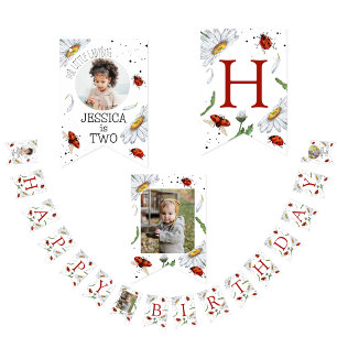 Magical Watercolor Cute Birthday Girl Ladybug Bunting