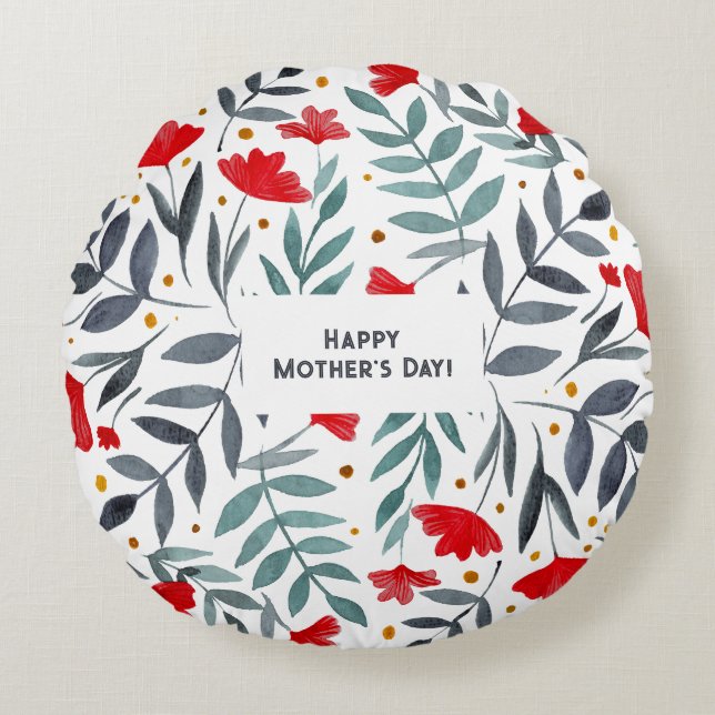 Magical Watercolor Garden Mother's Day Round Cushion (Front)