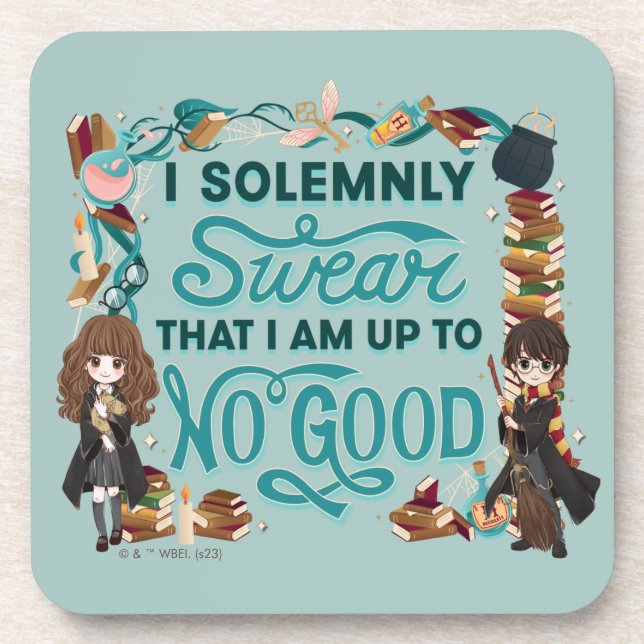 Magical Watercolor "I Solemnly Swear" Coaster (Front)
