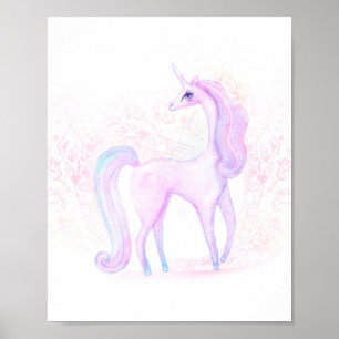 Magical Watercolor Unicorn Art Poster