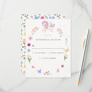 Magical Watercolor Unicorn Birthday RSVP Card