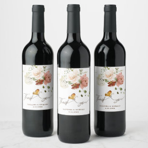 Magical Watercolor Wildflower Garden Thank Wine Label