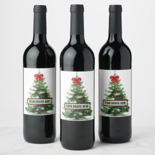 Magical Watercolor Xmas Tree Drink Labels