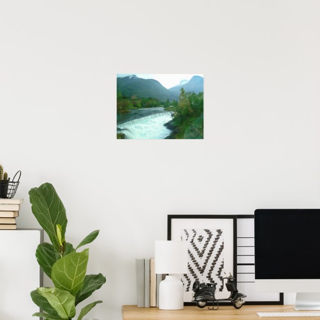 Magical Waterfall and Mountain Poster (Home Office)