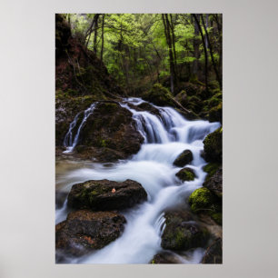 Magical waterfall in gorge Hell Poster