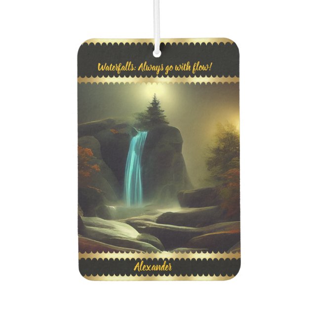 Magical waterfalls at night, uniquely yours car air freshener (Front)