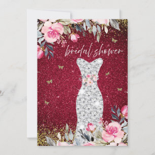 Magical Wedding Gown Dress Floral bridal Shower Invitation