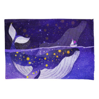Magical Whale: Dark Ocean Night Pillowcase