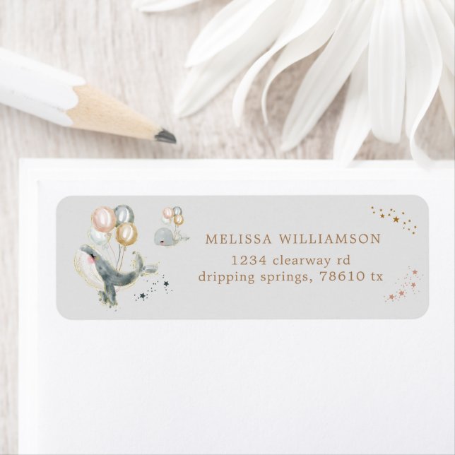 Magical Whales Balloons Stars Return Address Label (Insitu)