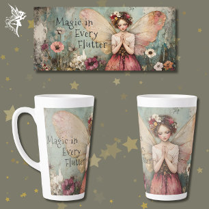 Magical Whimsical Fairy & Flower Garden with Quote Latte Mug