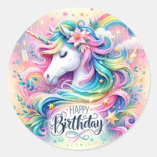 Magical Whimsy: Enchanted Unicorn Birthday Sticker