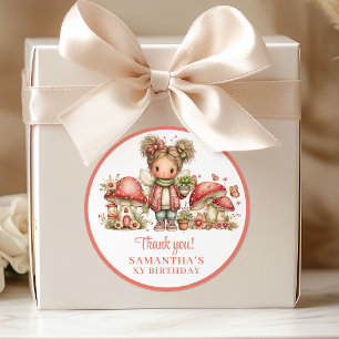 Magical Whimsy Fairy Pink Birthday Thank You   Classic Round Sticker