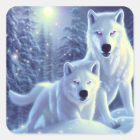 Magical White Arctic Wolves Fantasy Art