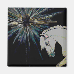 Magical White Horse Equestrian Pony Blast Magnet