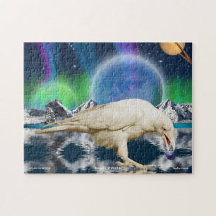 Magical White Raven & Planets Fantasy Art Puzzle