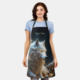 Magical White Wolf Apron