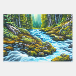 Magical Wilderness Bubbling Brook Wrapping Paper Sheet