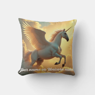 Magical winged Unicorn sky Monogram Name Cushion