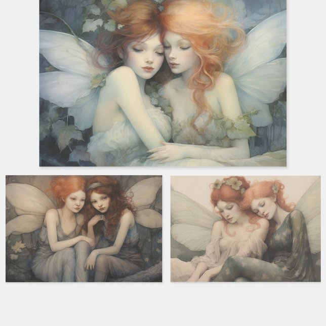Magical Winter Fairies Christmas Elegance  Wrapping Paper Sheet (Creator Uploaded)