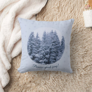 Magical winter forest - blue, custom cushion