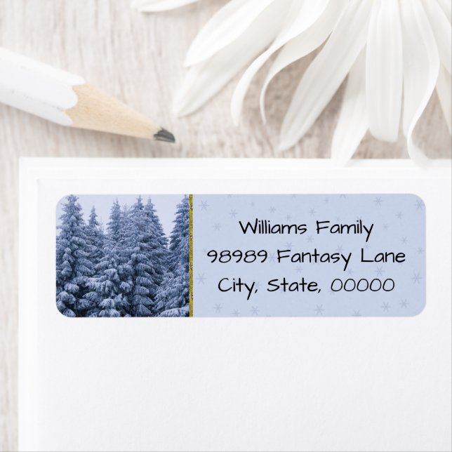 Magical winter forest - blue, custom  return address label (Insitu)