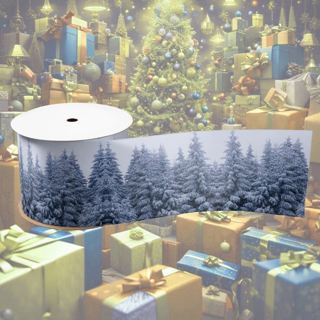 Magical winter forest - blue, satin ribbon (Creator Uploaded)