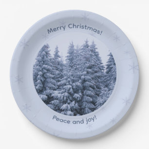 Magical winter forest - christmas party paper plate