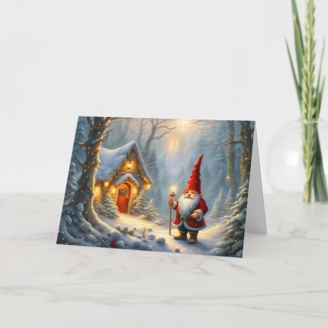 Magical Winter Gnome House Christmas Card (Front)
