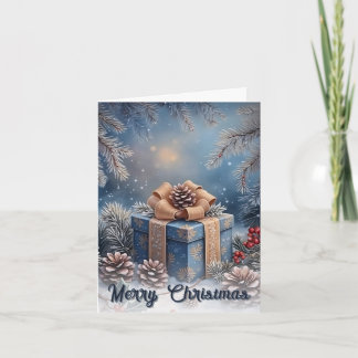Magical Winter Merry Christmas Gift Scene Card