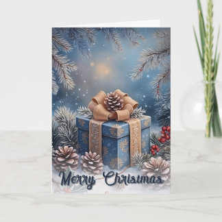 Magical Winter Merry Christmas Gift Scene Card