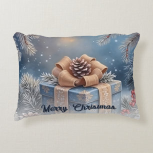 Magical Winter Merry Christmas Gift Scene Decorative Cushion