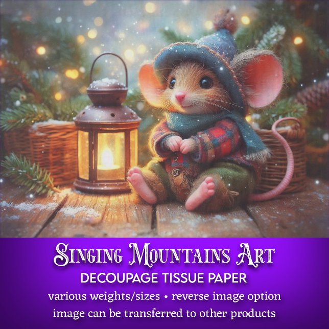 Magical Winter Mouse & Lantern Christmas Decoupage Tissue Paper (Creator Uploaded)
